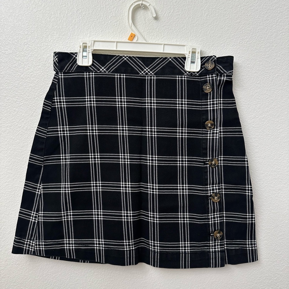 H&M Black and White Plaid Mini Skirt